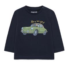 Jungen Baby Shirt Sweatshirt langarm mit Rundkragen 100% Baumwolle "Auto - here we go", dunkelblau - 2067 