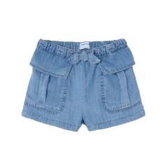 Mädchen kurze Hose Shorts, Schleife, elastischer Bund, 2 Taschen, Lyocell, jeansblau - 3.274 