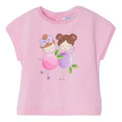 Baby Mädchen T-shirt kurzarm, bedruckt "Apfel-Mädchen", Baumwolle, rosa - 1.022 