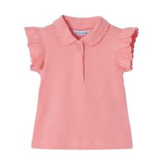 Baby Mädchen Poloshirt T-shirt kurzarm, Rüschenärmel, einfarbig, Baumwolle, rosa - 1.184 