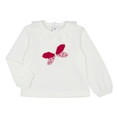 Mayoral Baby-Mädchen Langarmshirt mit Applikation "Libelle" und Glitzer-"Sterne", weiß - 2047 