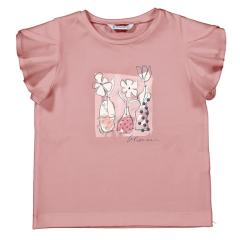 Mayoral Mädchen T-Shirt kurzarm mit Tulpenärmeln und Frontprint "Vasen", rosa - 3004 