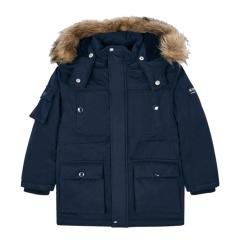 Jungen Baby Jacke Winterjacke mit Reißverschluss und Kapuze gefüttert, dunkelblau - 4416 