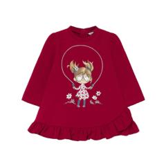 Mayoral Mädchen Baby Shirt langarm mit Rundkragen und Rüschen "Mädchen"-Motiv, rot - 2913 
