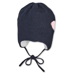 Mädchen Wintermütze Strickmütze gefüttert "Herz"-Muster, marine - 4702150 