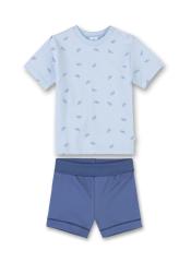 Baby Jungen Schlafanzug kurzarm Papierschiffchen, light blue - 221388 