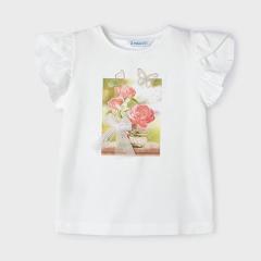 Mayoral Mädchen T-Shirt kurzarm mit Frontprint "Blumen" weiß - 3091 