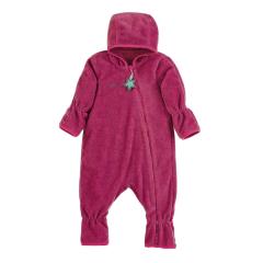 Baby Mädchen Overall Jumpsuit aus Melangefleece mit Reißverschluss, Kapuze und Hand- und Fußstulpen, magenta - 5501800 