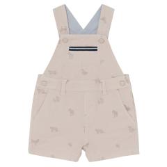 Jungen Baby Latzhose kurz gemustert "Tiere" , beige - 1663 