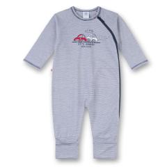 Jungen Baby Schlafanzug Body Biobaumwolle, blau gestreift "Autos" - 221447 