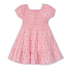 Mayoral Kleid mit Alloverprint und Smokeinsatz aus 100% Baumwolle, rosa - 3925 