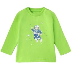 Mayoral Jungen Baby Shirt langarm Rundkragen mit Druckknopfverschluss "Astronaut", neongrün - 2076 