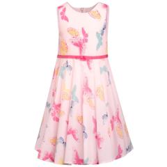 Mädchen Kleid kurzarm, bedruckt "Schmetterlinge", Reißverschluss, 100% Baumwolle, rosa - 931352 
