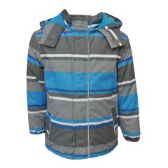 Jungen Regenjacke wasserundurchlässig Fleecefutter gestreift, grau 