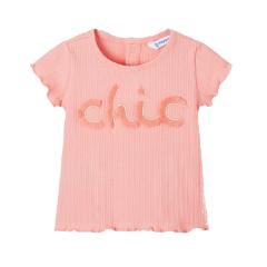 Baby Mädchen T-shirt kurzarm, Shirt, bedruckt "Chic", geriffelt, Baumwolle, rosa - 1.032 