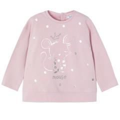 Baby Mädchen Langarmshirt, mit Knopfverschluss, gemustert, "Maus", einfarbig, rosa - 2.097 