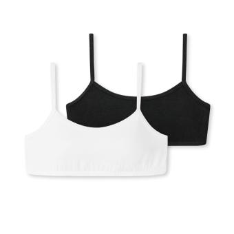 Mädchen Bustier Doppelpack Basic Spaghetti-Träger, schwarz/weiß - 173525 