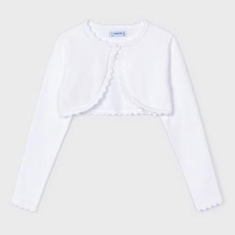 Mayoral Mädchen Strickjacke im Bolerostil aus nachhaltiger Baumwolle, weiß - 320, Größe 128 128 | weiß | 