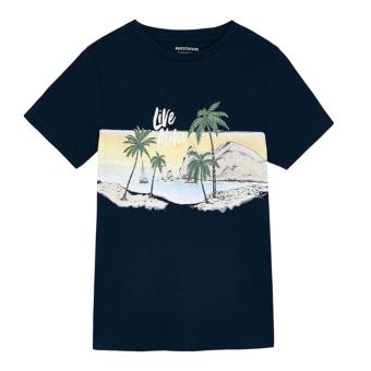 Jungen T-Shirt Sommershirt kurzarm "live Alove Palmen" , dunkelblau - 6077 