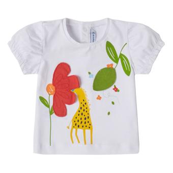 Baby Mädchen T-shirt kurzarm, bedruckt "Giraffe", weiß - 1.028 