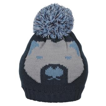 Jungen Baby Strickmütze Eisbär Wintermütze mit Microfleece-Futter und Bommel, marineblau  - 4701925 