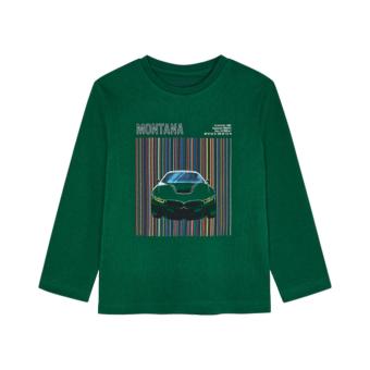 Mayoral Jungen Kinder Shirt langarm mit Rundkragen "sportliches Auto", grün - 4081 