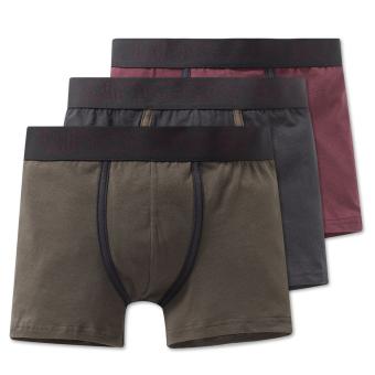 Jungen Unterhosen Shorts 3er Set, olivgrün-grau-weinrot - 163241 