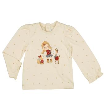 Mayoral Baby-Mädchen Langarmshirt mit Motiv "Mädchen und Tiere" und Allover-Print "Herzen", cremeweiß - 2049 