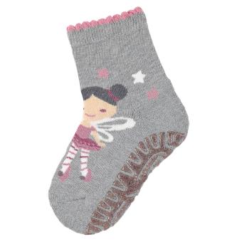 Baby Mädchen Anti-Rutsch-Socken Glitzer Fliesen Flitzer Air Strümpfe mit rutschfester gefütterter ABS-Sohle, silbergrau "Fee" - 8131912 