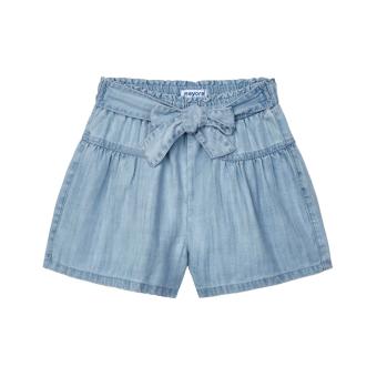 Mädchen Jeanshose Sommerhose kurz Taillenbund "Schleife" , hellblau - 3206 