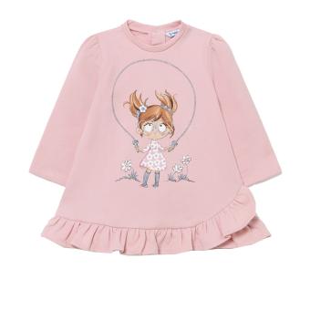 Mädchen Baby Shirt langarm mit Druckknopfverschluss und Rüschen "Mädchen", rosa - 2913 