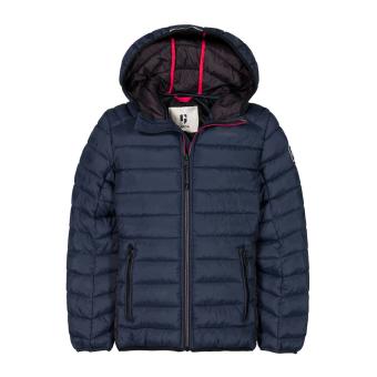Jungen Hacke Steppjacke gesteppt mit Kapuze, Jackentaschen und Reißverschluss gefüttert, blau -  GJ130801 