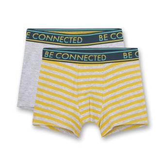 Jungen Hipshorts Unterhose Doppelpack unifarben gestreift "Be Connected", gelb - 346796 