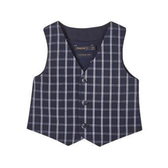Baby Jungen Weste festlich, gefüttert Futter, kariert, 3-Knöpfe, dunkelblau - 1.353b 