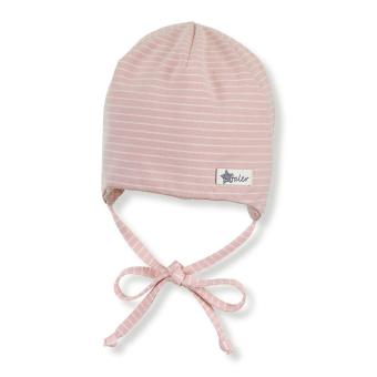 Mädchen Baby Beanie Erstlingsmütze zum Binden Sommermütze mit LSF UV-Schutz 30 „Streifen“, rosa -1502005 
