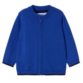 Baby Jungen Strickjacke langarm, basic, mit Reisverschluss, 100% Baumwolle, einfarbig, blau - 361b 