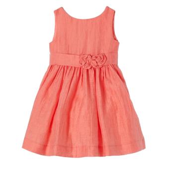 Mädchen Kleid kurzarm, einfarbig, 2 Rosen, lachs - 3910 