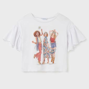 Mayoral Mädchen kurzarm T-Shirt mit Frontprint "Teenager" Crop Style, rosa - 6.051 