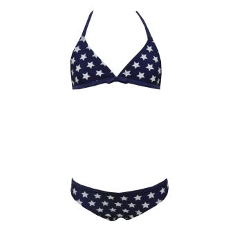 Bustier-Bikini Zweiteiler Bikini Mädchen Sternchen-Musterung, blau - 440399 