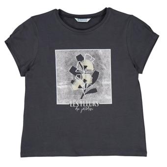 Mayoral Mädchen T-Shirt kurzarm mit großem Frontprint, anthrazit - 6020 