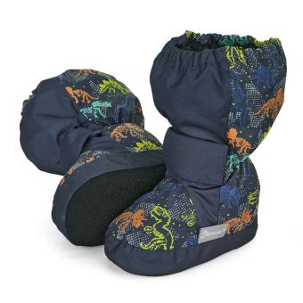 Jungen Schuh Winterschuh mit Klettverschluss, Thinsulate-Inlet und rutschfester Sohle, gefüttert mit Microfleece "Dinos"-Alloverprint, marine - 5102111 