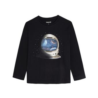 Mayoral Jungen Kinder Shirt langarm mit Rundkragen "Astronaut", schwarz - 4089 