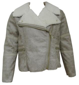 Teens Mädchen Kunstlederjacke mit Fell, beige - 7466 