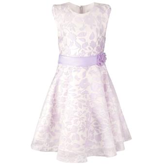 Mädchen festliches kurzarm Sommerkleid mit Bindegürtel und Rose, gemustert, "Blütenmuster", lila -  514136 - Größe 134 134 | lila | 