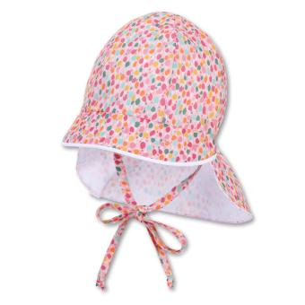 Mädchen Kinder Baby Schirmmütze Sommerhut zum binden mit Nackenschutz LSF 50+ "bunte Farbtupfer", rosa - 1402132 