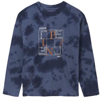 Jungen Teenager Langarmshirt, Rundhalsauschnitt, 100% Baumwolle, gemustert, bedruckt, "Dream Plan", blau - 7.005 