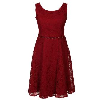 Festliches Spitzenkleid mit Stola und Strass-Stein-Trimming an der Taille, Mädchen, rot - 1374500r, Größe 176 176 | rot | 