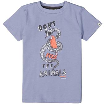 Jungen Sommer T-shirt kurzarm mit Rundhalsauschnitt, 100% Baumwolle, bedruckt gemustert Schriftzug "Schlange", blau - O25401 