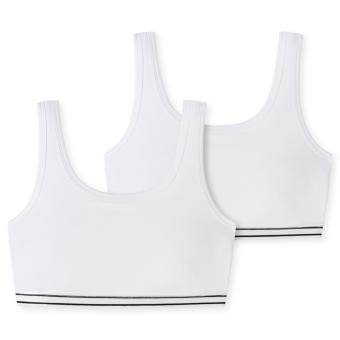 Mädchen Bustier, 2er-Pack, Unterbrustband, Single Jersey, weiß - 179504 