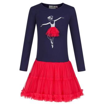 Mädchen Langarmkleid mit Tütü, "Ballerina", dunkelblau - 923162 